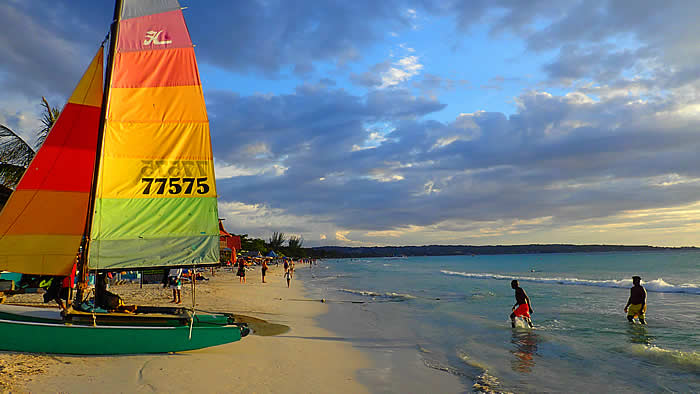 The Beach at Sunset in Negril Jamaica