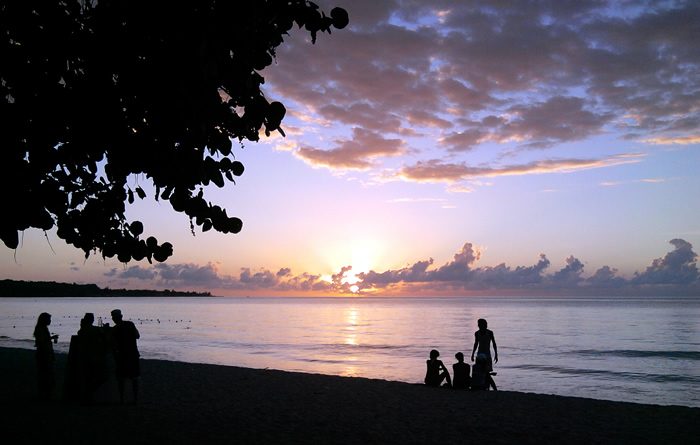 Sunset on the beach in Negril Jamaica