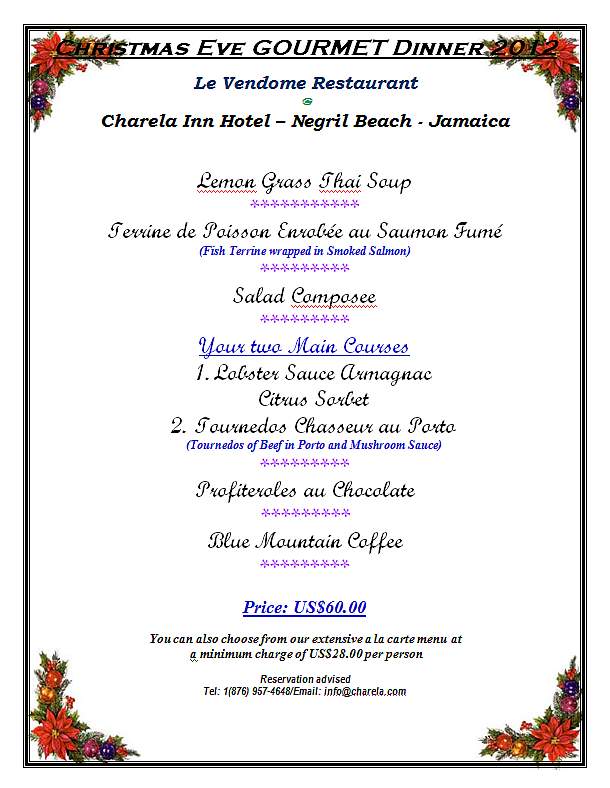 Christmas Dinner at Sandy Haven in Negril Jamaica